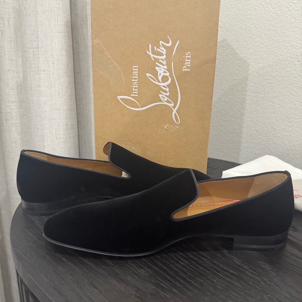 Christian Louboutin Dandelion Loafer Velvet Black 44 - Picture 5 of 9